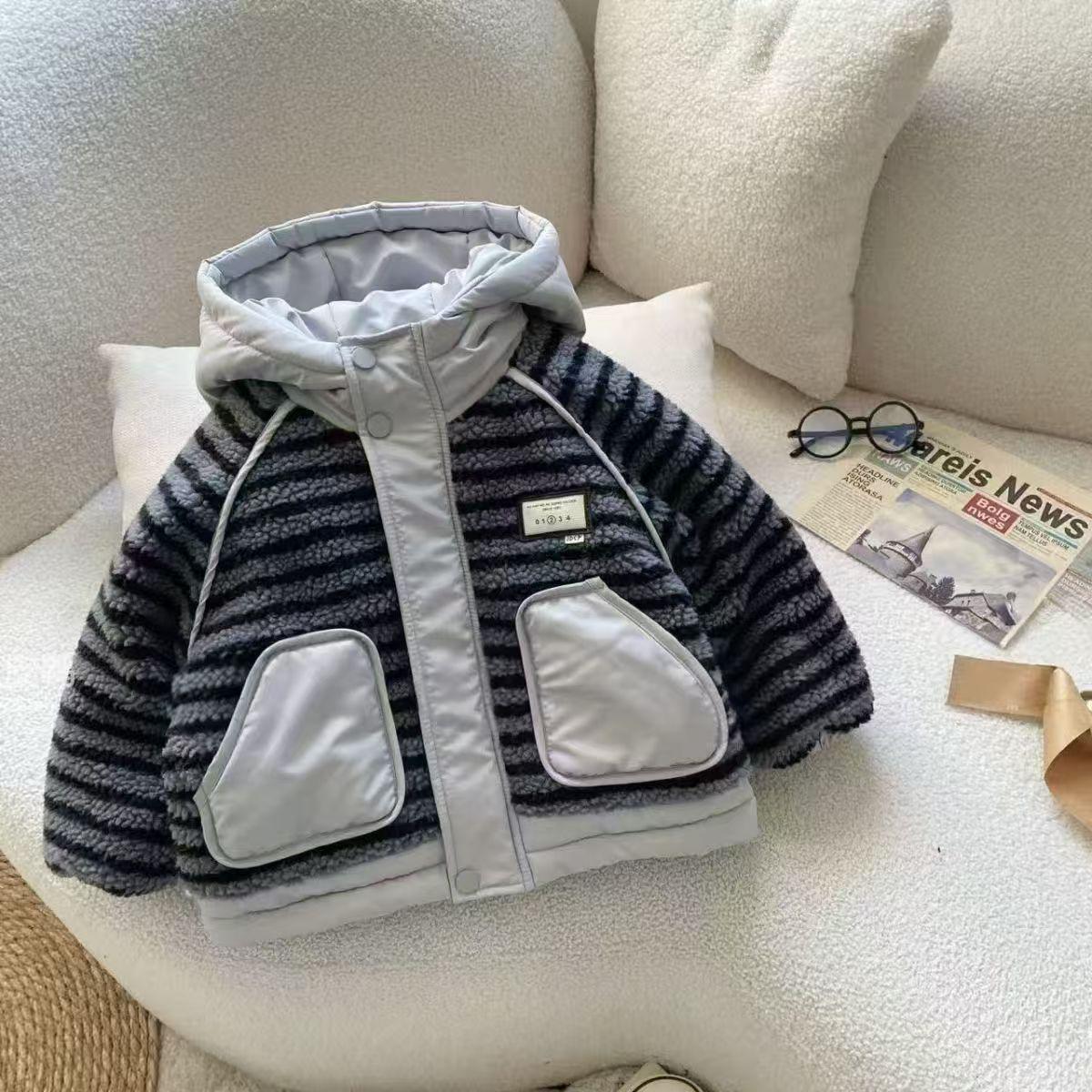 

Boys Korean Style Winter Hooded Cotton Jacket - Thickened, Warm, Plus Velvet 100cm