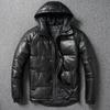 Chinese Size Raglan Sleeve Thick Men Leather Jacket Hood Warm Duch Down Coat Winter Jackets Genuine Cow Leather Coats Mens Clothing