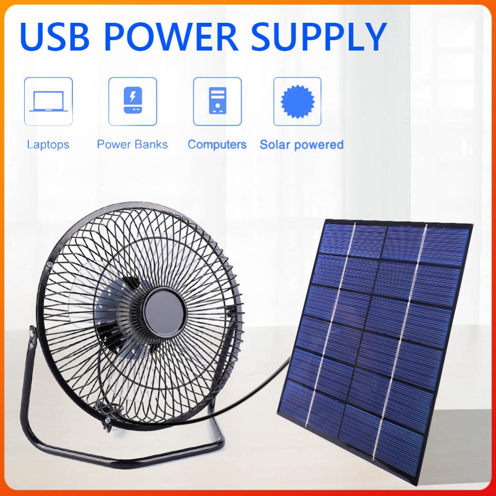 7W 6V Solar Panel with 8in USB Exhaust Fan Portable Pet Poultry Fan Ventilator for Home/Office/Outdoor Travel Camping/Pet House