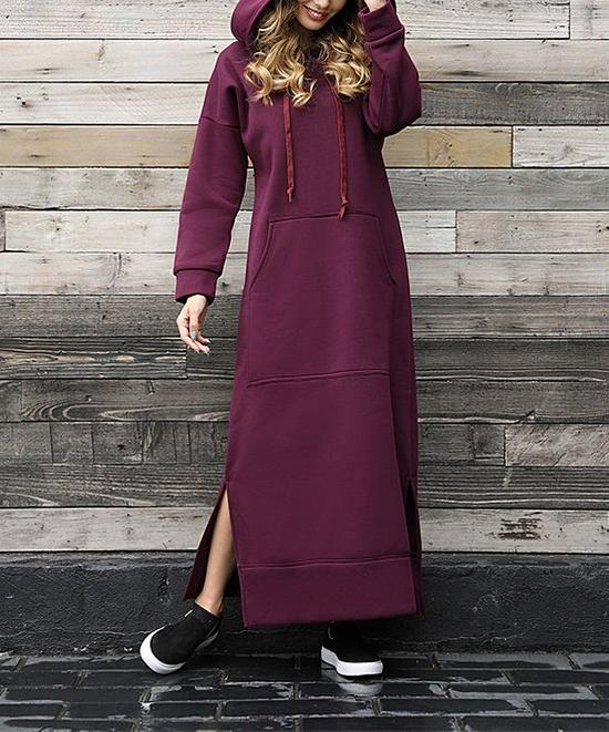 New Plus Size Knitted Hooded Fleece Dress with Pockets - Autumn/Winter Casual Fashion