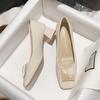 Niche square head single shoes women's spring and summer new thick heel middle heel work shoes versatile non-slip square buckle women's single shoes