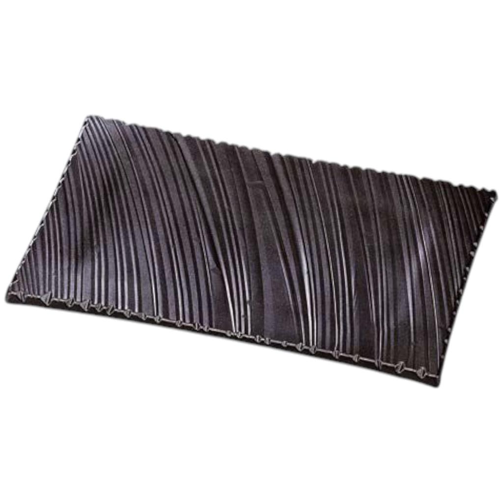 Sushi Plate 33cm Shinogi Wave Carved Plate with Black and Silver Oxidized Made in Japan J-kitchens (Rectangular Plate) Finish, Shatter-Resistant,