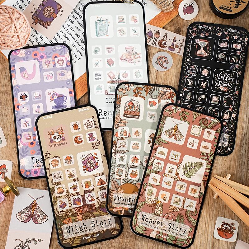 Yi Niao Beautiful Story Retro Sealing Stickers, DIY Journal Decorative Die-Cut Set