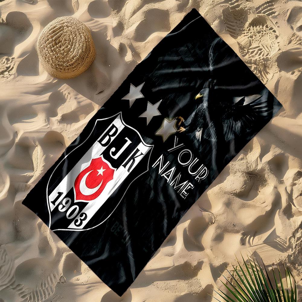 Beşiktaş Pride Glory Customized Name Beach Towel High Absorbency & Quick-Dry Perfect for Traveling Yoga Camping and Swimming