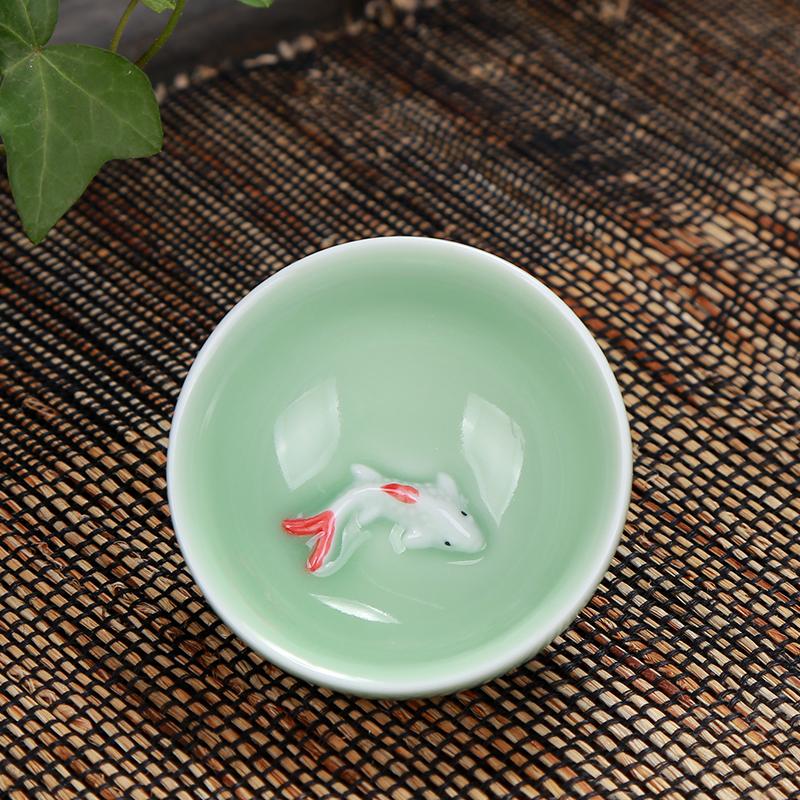 Longquan Celadon Fish Tea Set Ceramic Kettle Ceramic Gaiwan Tea Cup Fish Chinese Kung Fu Tea Pot Drinkware for Friend Gift