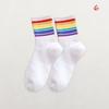 Sport Trendy Multicolor Rainbow Streetwear Striped Cotton Socks Tube Sock Women Socks Middle Tube