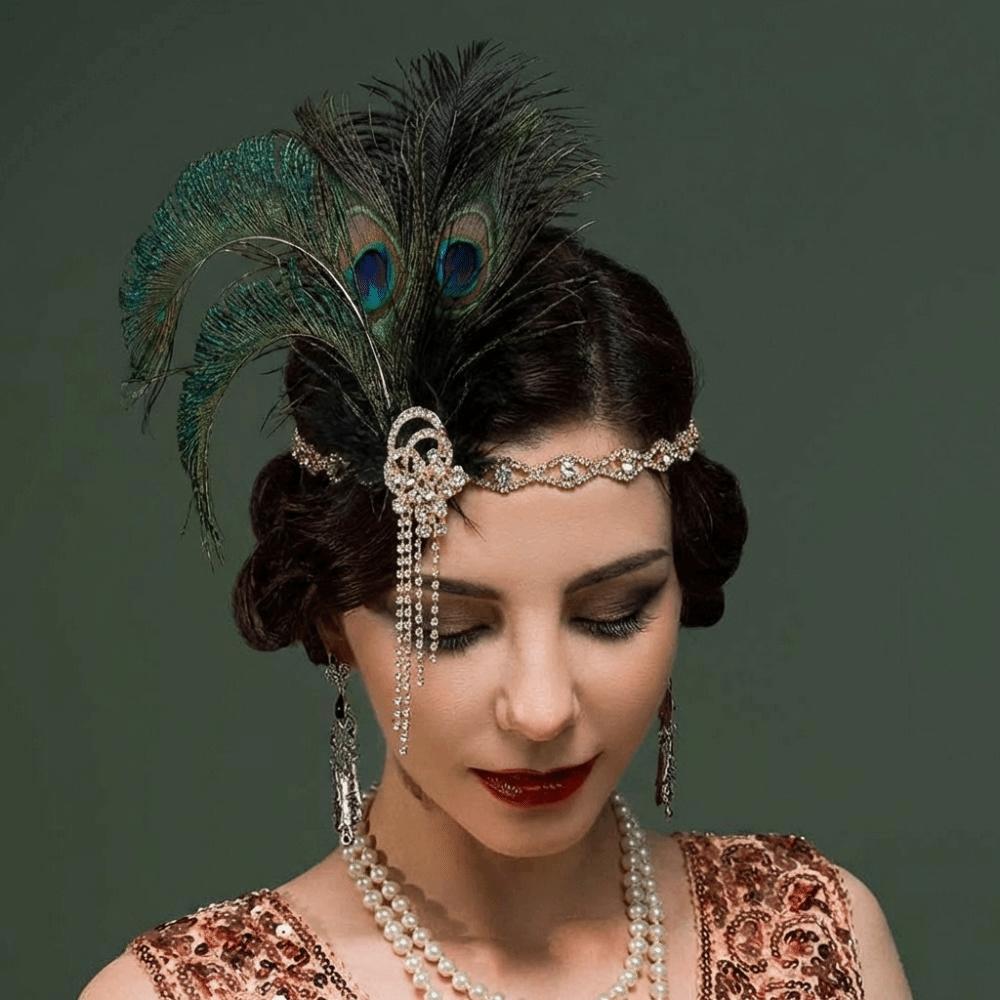 Zircon Tassel Masquerade Hair Band Exquisite Bridal Headdress Feather Headband Stage Performance
