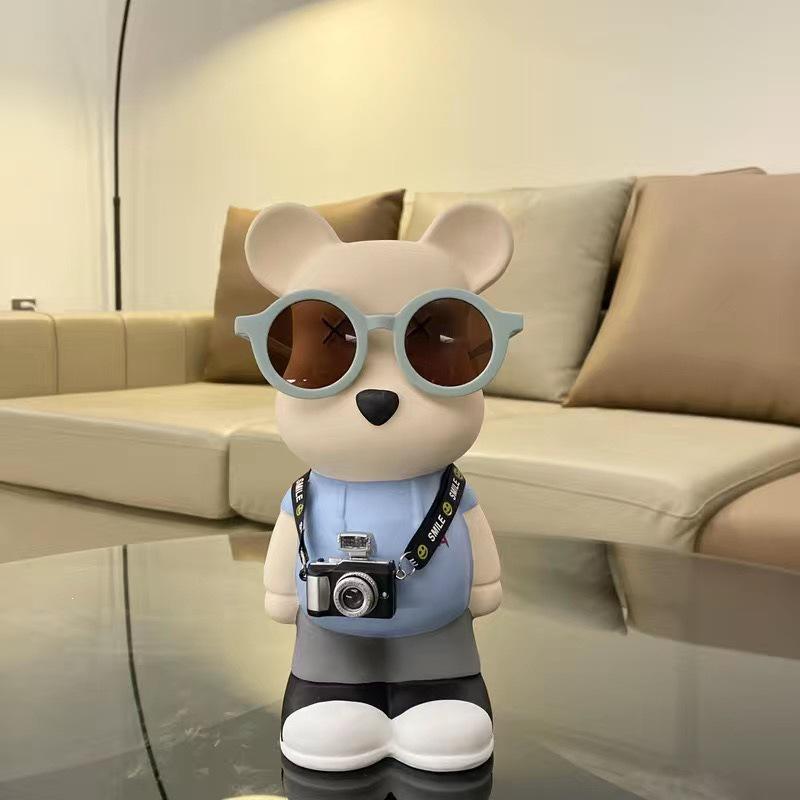 Cartoon Bear Piggy Bank: Creative Modern Ceramic Ornament for Living Room
