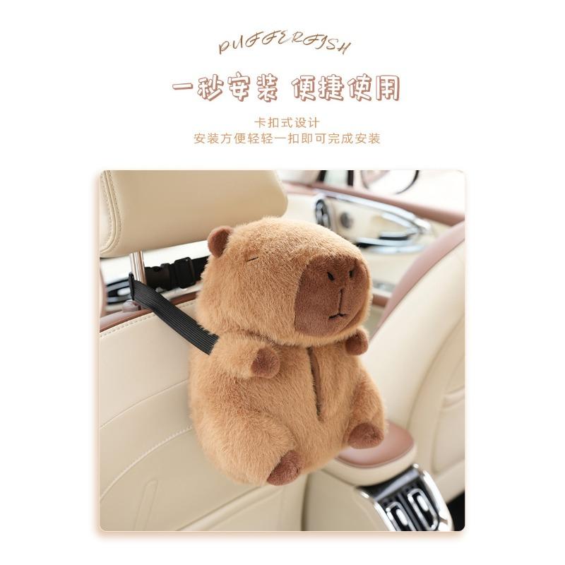Cute Capybara Plush Hanging Tissue Box For Car And Home