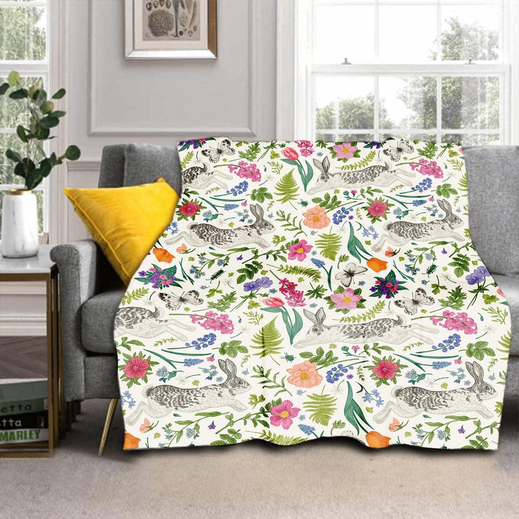 Love Heart Flowering Pumpkin Printed Blanket for Sofa Bed Travel Camping Living Room Office Conditioning Blanket