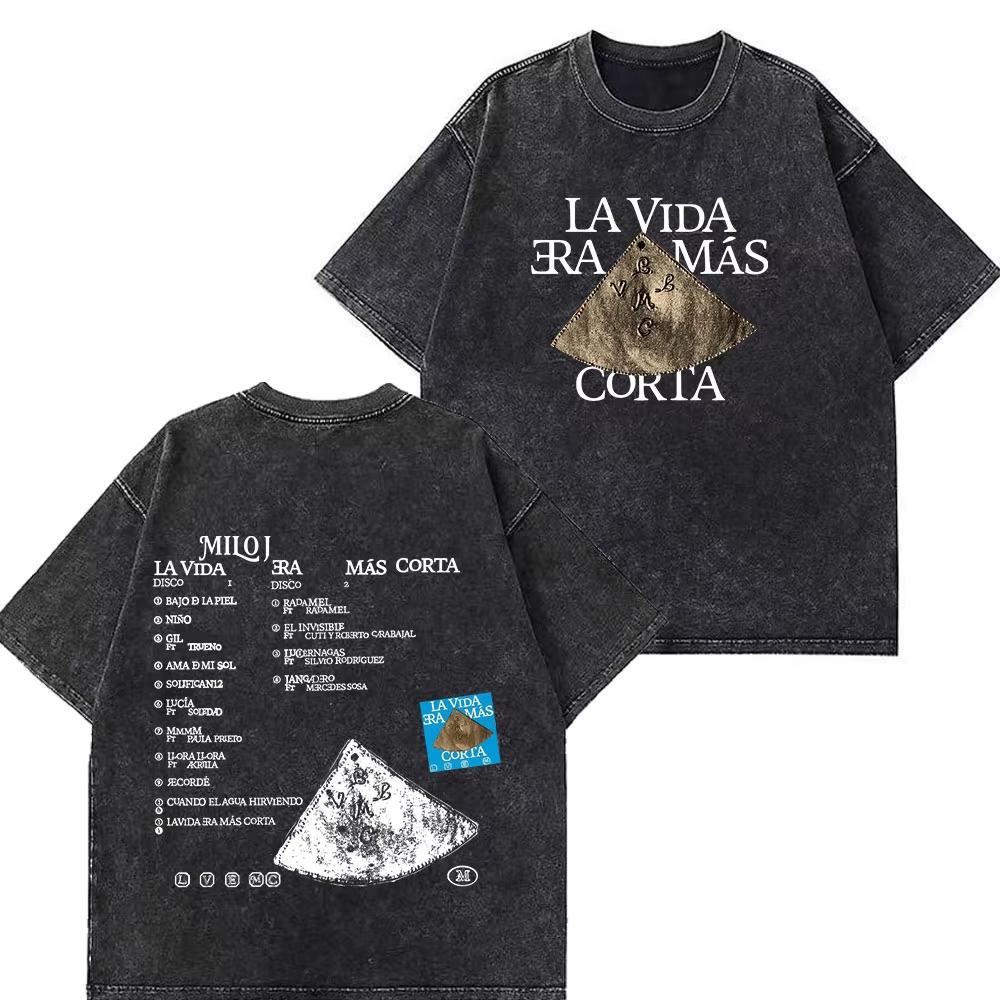 Rapper Milo J Album Tour Vintage Washed T Shirts Mens Women Clothing Harajuku Hip Hop Tshirts Short Slevee Oversized Tshirts