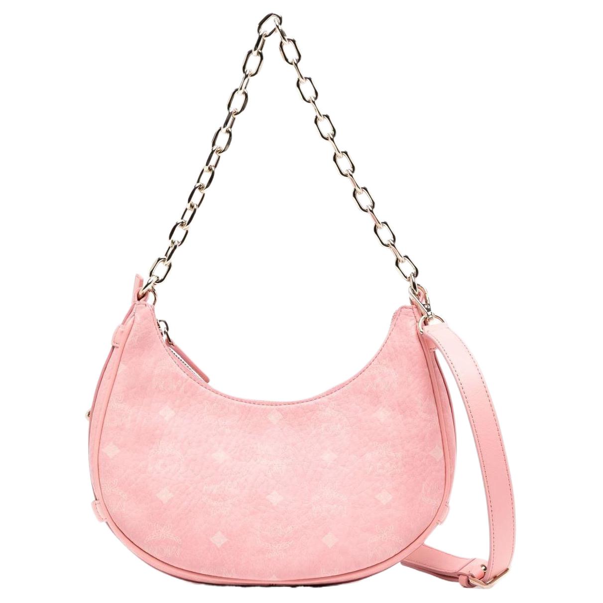 

New MCM Aren Visetos Nappa Leather Shoulder Bag, Chain Bag, Handbag, Shoulder Bag Small Women s Pink MWHCATA11QZ001 24.1*6.6*19.1CM