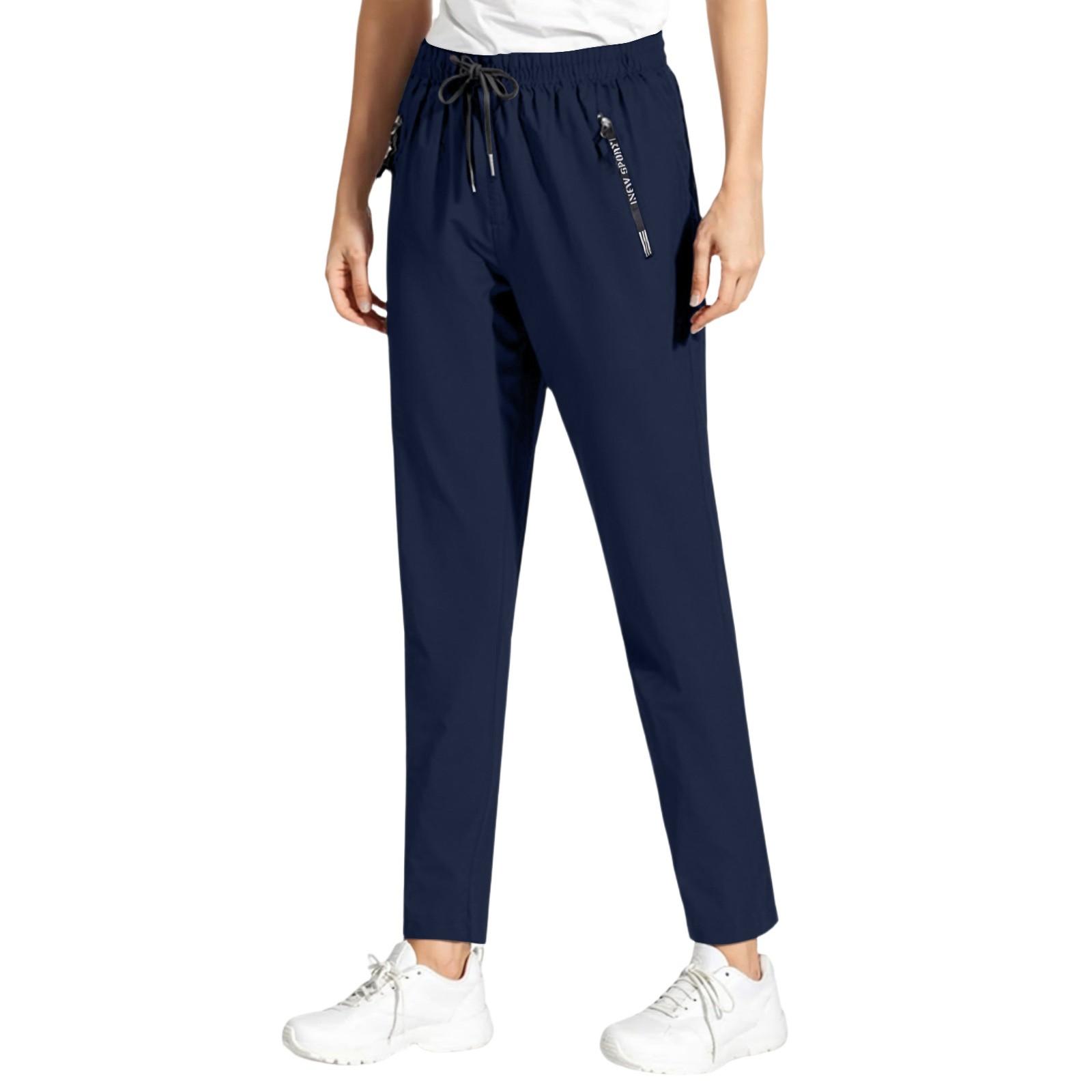 

Женские брюки Stralght Pants With Pockets Lightweight Caual Loose Trousers M тёмно-синий