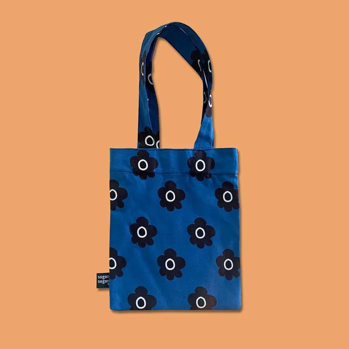 retro flower blue mini bag