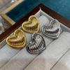 Design Sense Double Match Color Love Stud Earrings Women Versatile High Sense Copper Plated 18K Gold Earrings New