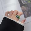 Silver Green Flower Leaf Ring, New Fashionable Rose Daisy Design, Open Design, Delicate Jewelry Item for Girls