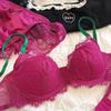 European & American Deep V Lace Color Block See-through Bra & Panty Set for Women - Enhancing & Sexy