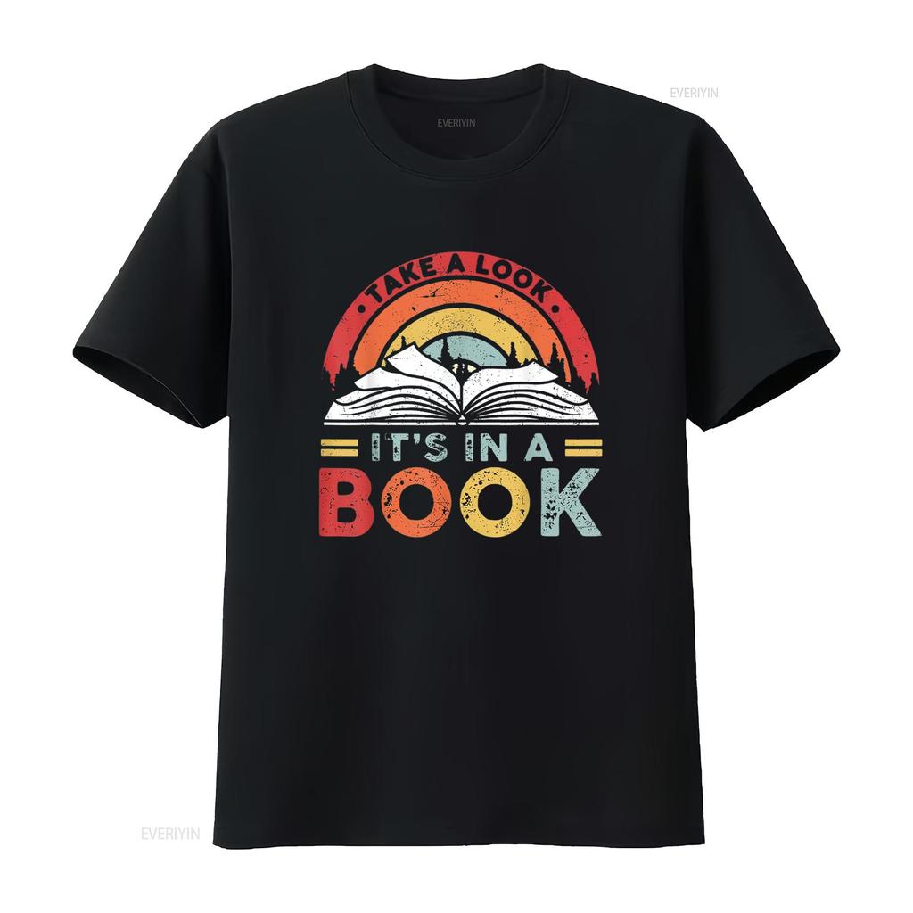 Take A Look Its In Book Vintage Reading Bookworm Designer Women S T Shirt Casual S Vintage Washed Homme Streetwear Soft