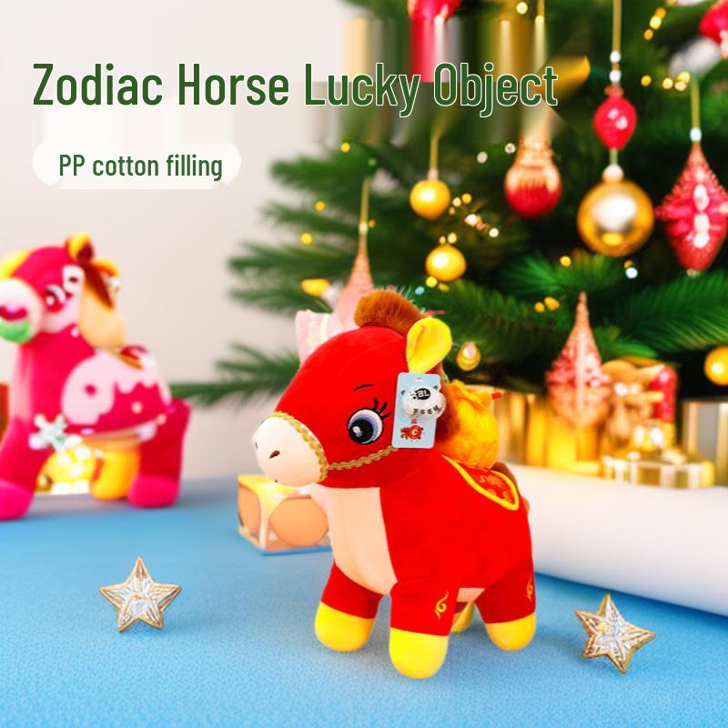 Jahr des Pferdes 2026 Tierkreis Plüschtier - Süßes Kissen für Kinder und Mädchen