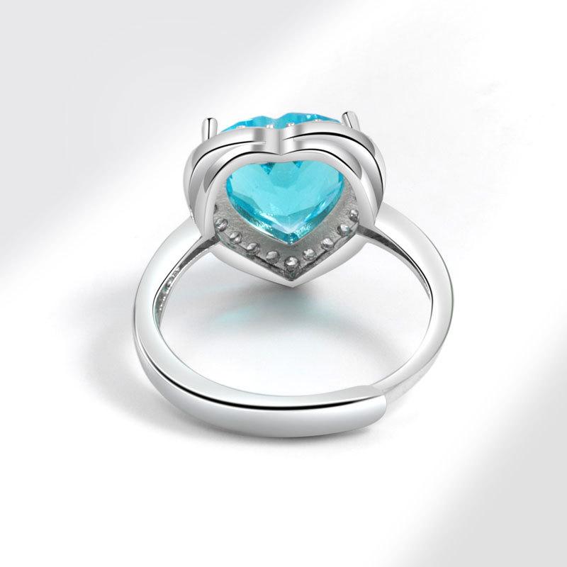 Pink Heart Shaped Ring Full Zircon Adjustable Open Index Finger Ring Romantic Colorful Gemstone Jewelry For Women
