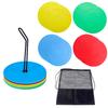16 Flat Markers In 4 Colors, Perfect for Soccer, Futsal, and Indoor Use, with Non-Slip Surfaces, Includes Stand and Mesh Bag