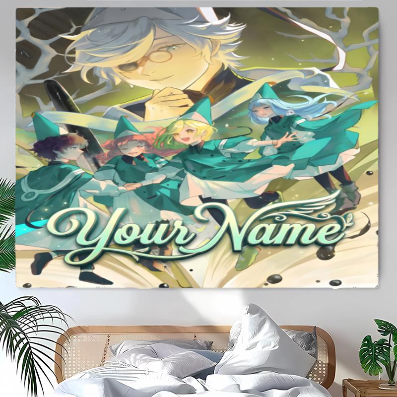 Witch Hat Atelier Tapestry with Custom Name Wall Hanging Room Background Cloth Home Decor Beach Mat Yoga Mat Sofa Bed Sheet