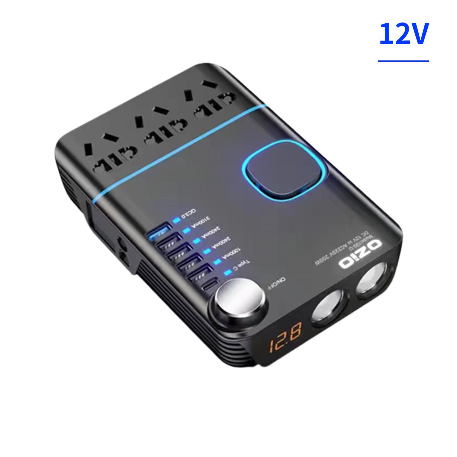 

Автомобильный инвертор 12 В 24 В в 220 В, преобразователь чистой синусоиды 200 Вт, 3 розетки переменного тока, 6 USB QC3.0 PD, быстрая зарядка, инвертор тока