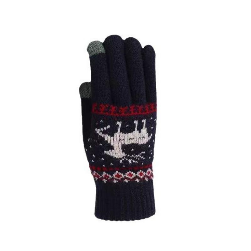 Deer Christmas Warm Gloves Five Fingers Wool Knitted Cotton Student Adult Riding Cartoon Gloves Female