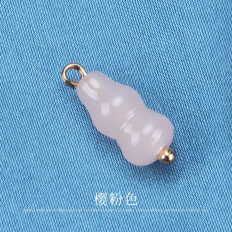 5pcs Gourd Buckle Round Chinese Imitation Jade Glass Button Chan Suit Tang Suit Gold Nail Handmade Disc Buckle Cheongsam Hanfu Button