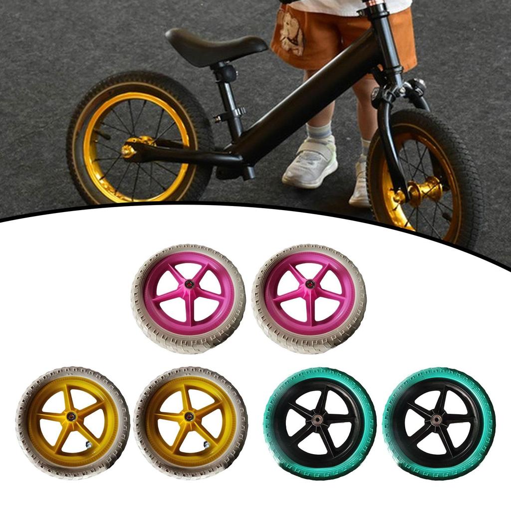 1 Pair Balance Bike Replacement Wheels Training Bicycle Tire Shock Absorption Nonslip Bike Birthday Gift Toys Non Inflatable