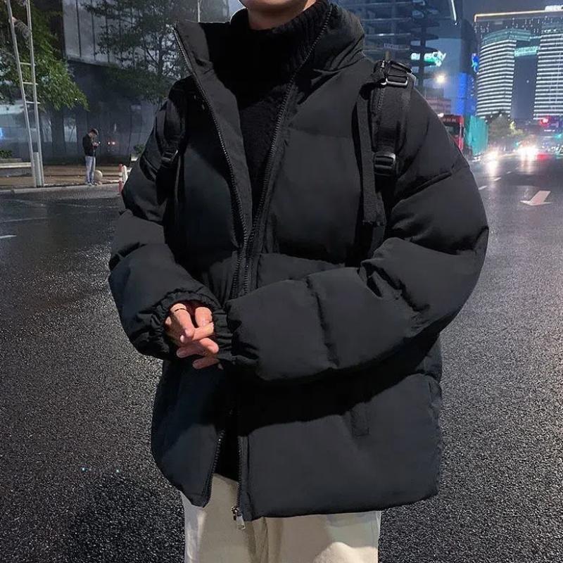 Autunno Inverno Nuova Moda Manica Lunga Collo Alto Tinta Unita Parka Abbigliamento da Uomo Coreano Bottone Caldo Versatile Semplicità Tendenza Top