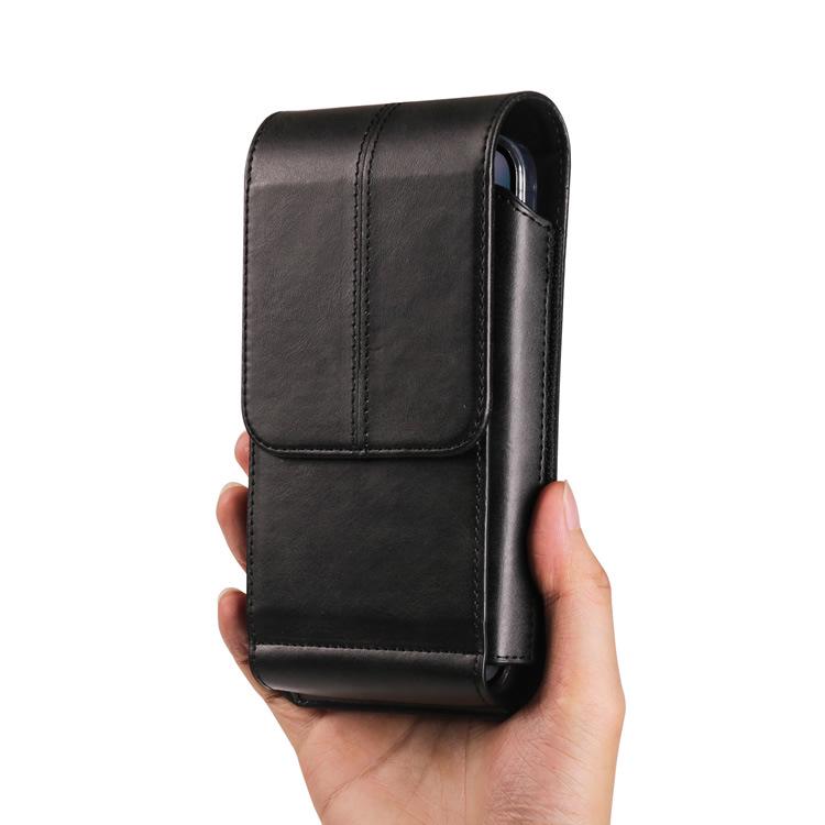 Vertical Smartphone Leather Waist Pack with Card Slots & Belt Buckle - Men's Trendy Multi-functional Crossbody for Elderly.