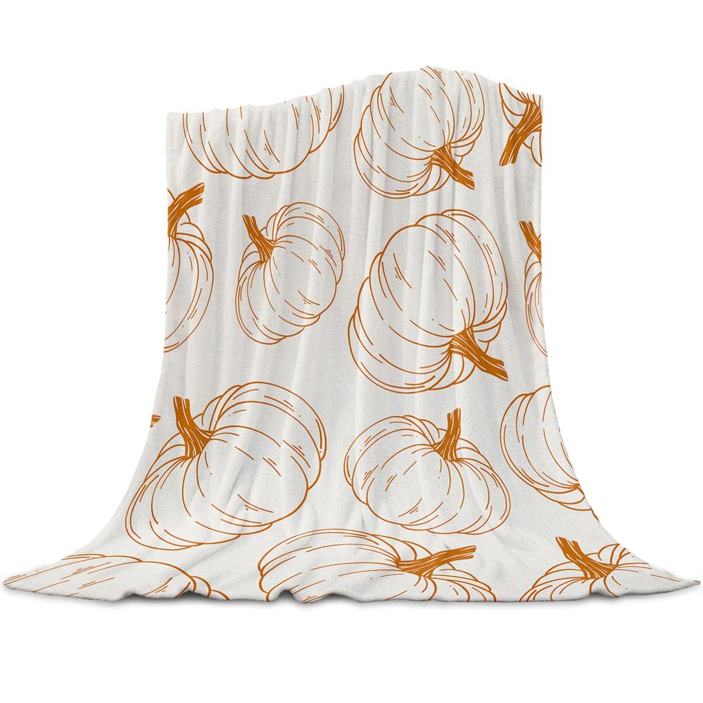 Autumn Line Pumpkin Texture Throws Blankets for Sofa Bed Winter Soft Plush Warm Sofa Throw Blanket Holiday Gifts