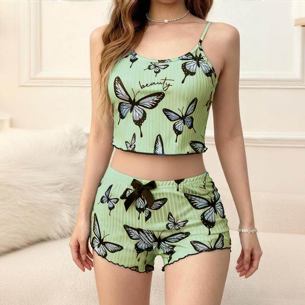 Conjunto de pijama suave de 2 piezas para mujer, conjunto de pantalones cortos sin mangas, conjuntos de ropa de estar por casa, pijamas, ropa de dormir