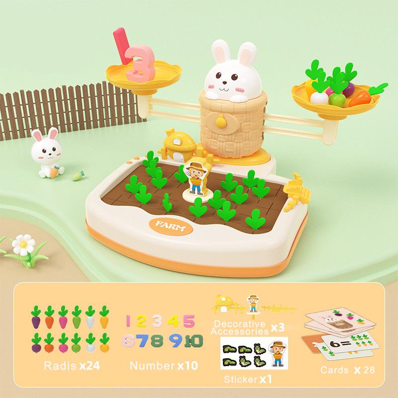 Toddler Montessori Math Toy Radish Harvest Memory Game Number Sense Scale Learning Counting Early Education Parish Teaching  AID