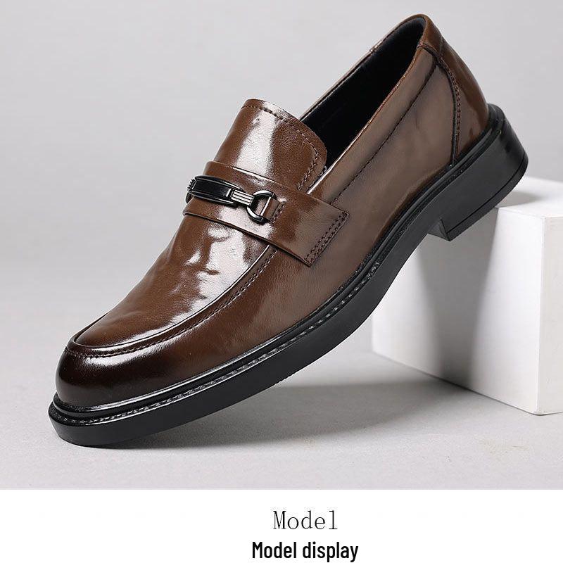 Men's Genuine Leather Cowhide Loafers - Formal Slip-on Shoes