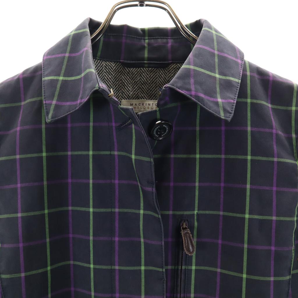 MACKINTOSH PHILOSOPHY Made In Japan Check Pattern Stainless Collar Coat Women Used