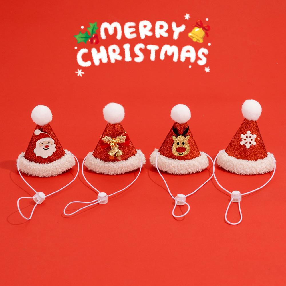 Weihnachts-Haustierschal- und Hut-Set mit Cartoon-Rentier für kleine Hunde und Katzen