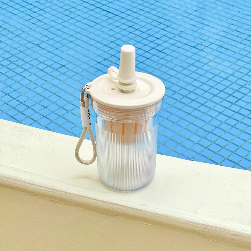 

480ml Colorful Straw Cup, Portable Outdoor Sports Bottle, with Isolation Room Design, Suitable for Summer Use 480ml білий