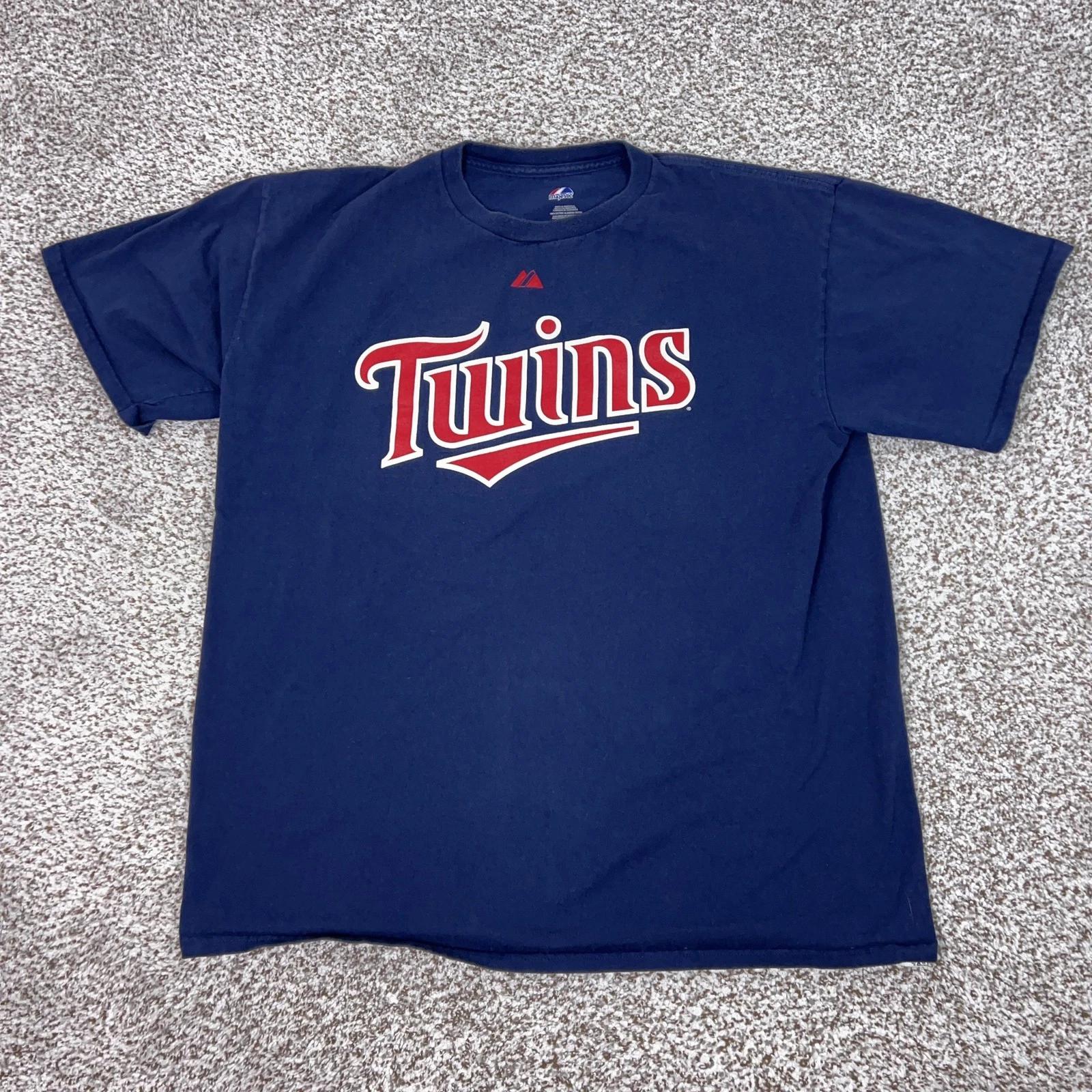 Minnesota Twins Shirt Mens XL Navy Blue MLB Baseball Joe Mauer 7 Majestic Sport S
