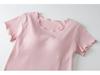 Ruffled Short-Sleeve Bra-Free T-Shirt with Integrated Breast Pads