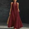 European and American new summer women's casual solid color V-neck dress TikTok skirt