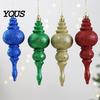 Decorative Hanging Ornaments for Home 6 Pcs Finial Drop Christmas Ornament, Glitter Shatterproof Plastic Tree Decorations Decoration Holiday Decor DIY