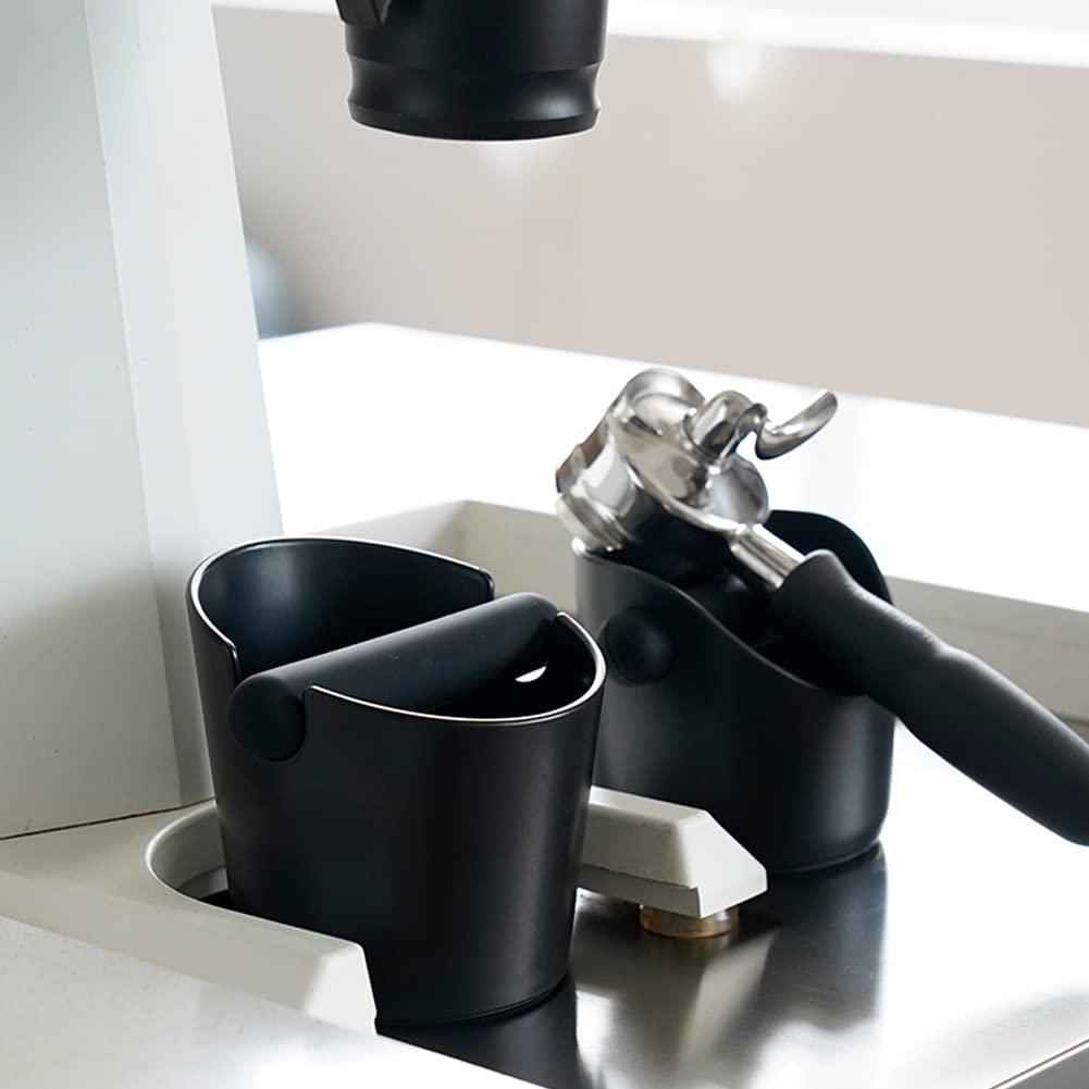 watchget Espresso Knock Box, 4.1-inch ABS Coffee Knock Box with Coffee Grounds Bucket, Shock-Absorbing Design, Removable Non-Slip Base, for