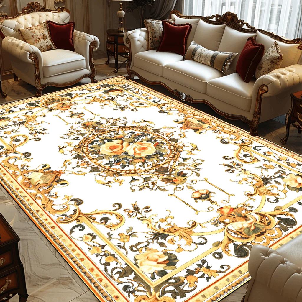 European Retro Decoration Home Rugs Living Room Flower Large Carpets Hall Sofa Chair Area Mats Room Decor Doorway Hallway Carpet