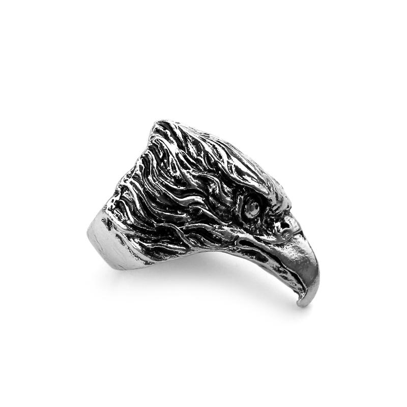 Buy Domineering Eagle Head Ring Trendy Retro Animal Biker Ring Men's ...
