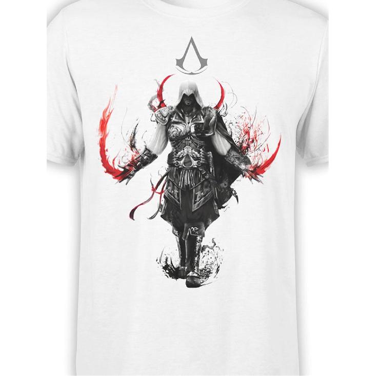 T-shirt Grafica Assassin'S Brotherhood - Maglietta Bianca con Dettagli Rossi - Tessuto Morbido e Traspirante per Gaming, Cosplay e Uso Quotidiano - Unisex a Maniche Corte