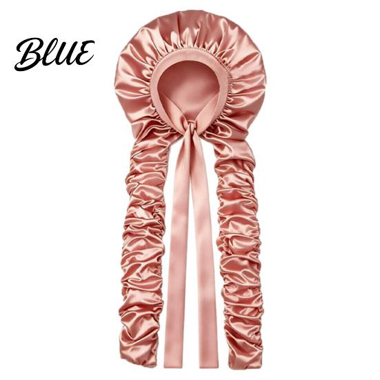 Silk Like Satin Sleep Bonnet No Heat Hair Curling Cap for Women Adjustable Curls Comfortable Head Wrap Bonnet Double Layer Sleeping Medium,