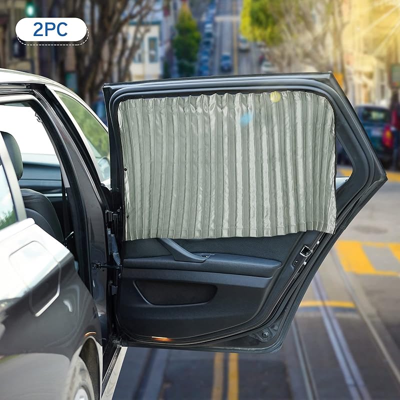

ZATOOTO Suede Car Window Shades 4PCS - Car Window Covers For Ultimate Privacy, UV Protection, And Heat Ulation, Sun Shade Perfect For Camping, silver 2 pcs