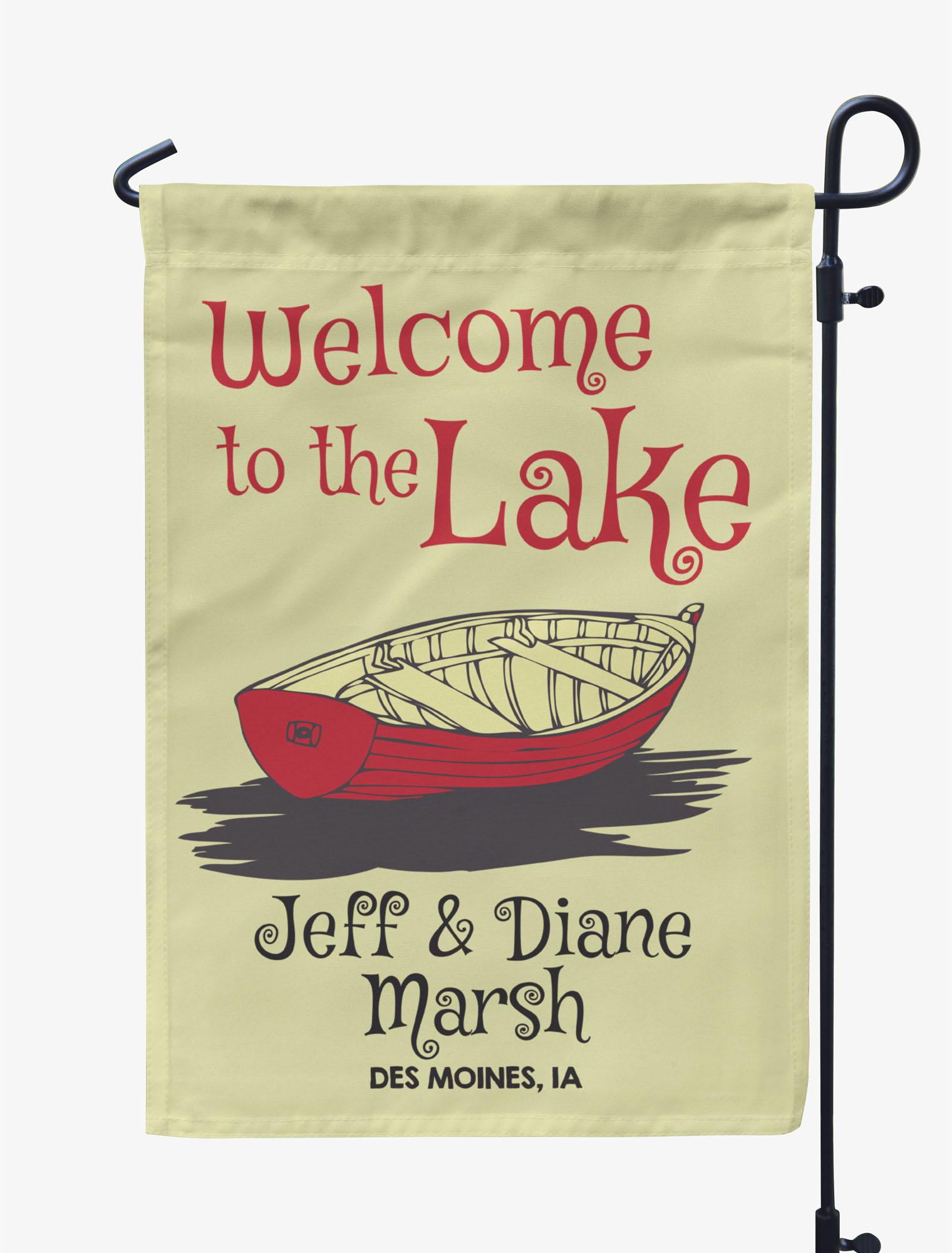 

Printtoo Tan Welcome To The Lake Outdoor Personalized CampingA FlagsA For Campers Double Sided CampsiteA FlagA Outdoor 12.5 x 18 Inches дубильная кора